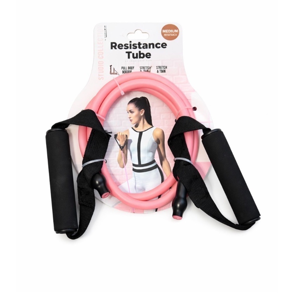 Pink Medium Resistance Tube with Black Handles NEW workout/fitness arms/shoulder
